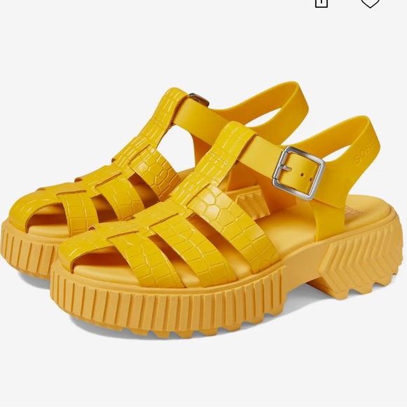 NEW SOREL ONA™ Streetworks Fisherman Mid Sandals Chunky Flats Yellow Casual sz 9 - Picture 12 of 12